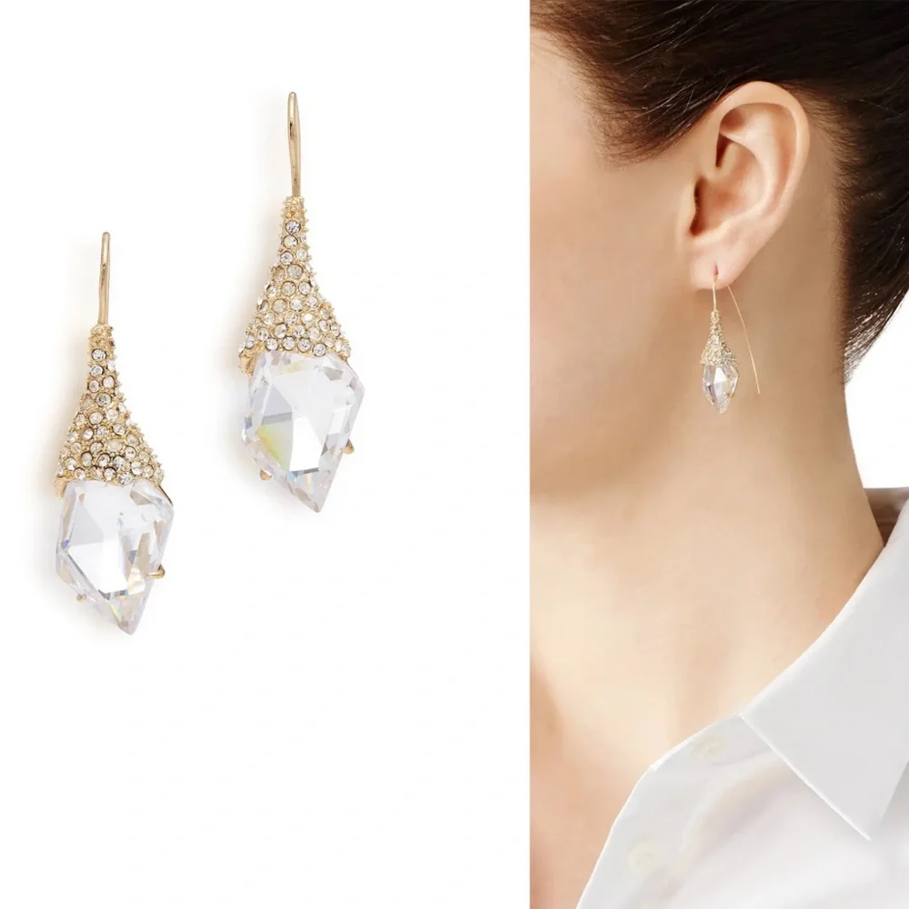 ALEXIS BITTAR NEW Infinite Shimmer Shield CZ Crystal Great Reviews Drop Earrings